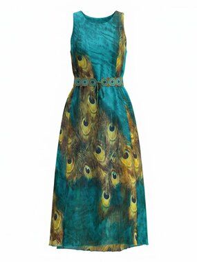 Cloudy Arch TEAL Peacock Summer Dress